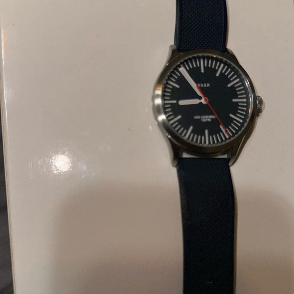 Vaer C5 USA assembled watch black face Blue rubber Vaer watch band